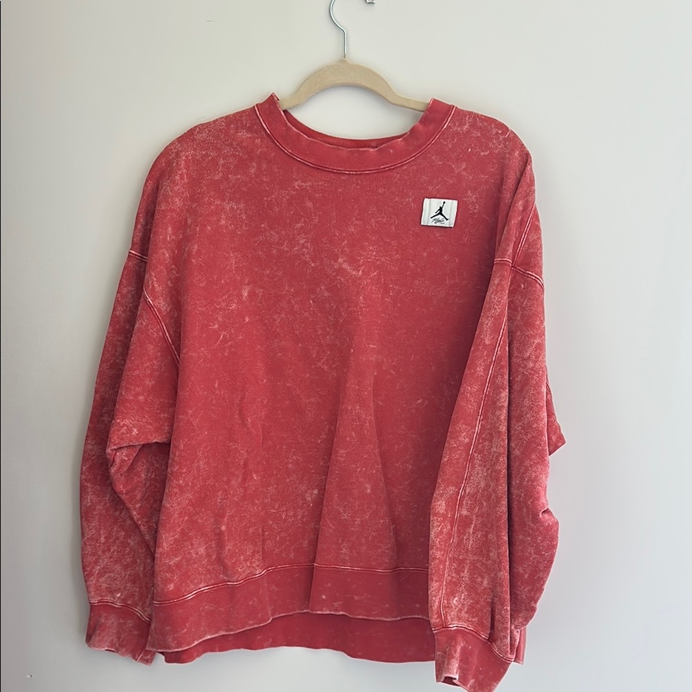 Jordan Red Crew Neck Sweater with Ribbed Cuffs
